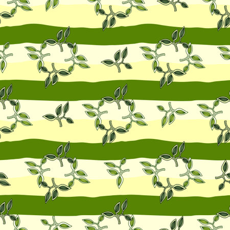 Seamless pattern with decorative leaves. Hand drawn exotic botanical texture. Sketch jungle leaf seamless wallpaper. Vector floral background. Design for fabric, textile print, wrapping, coverのイラスト素材