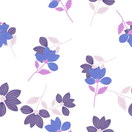 Elegant stylized flower seamless pattern. Abstract floral background. vintage botanical illustration. Retro design for fabric, textile print, wrapping, cover. vector illustrationのイラスト素材