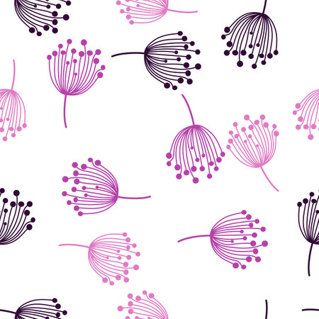 Simple dandelion silhouette seamless pattern. Blowball botanical background. abstract floral wallpaper. Design for fabric, textile print, wrapping, cover. vectorのイラスト素材
