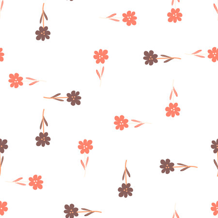 Little flower seamless pattern in naive art style. decorative floral wallpaper. Simple design for fabric, textile print, wrapping, cover. vector illustrationのイラスト素材