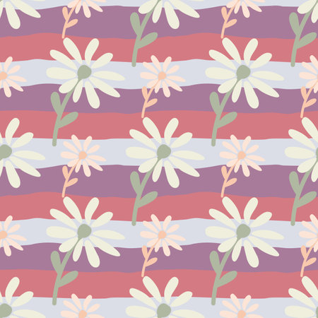 Doodle chamomile seamless pattern. Hand drawn ditsy print. Abstract floral pattern. Simple botanical backdrop. Design for fabric, textile print, surface, wrapping, cover. vintage vector illustrationのイラスト素材