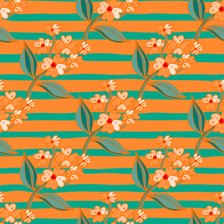 Seamless pattern with decorative flowers. floral background. Cute plants endless backdrop. Design for fabric, textile print, wrapping paper, cover. vector illustrationのイラスト素材