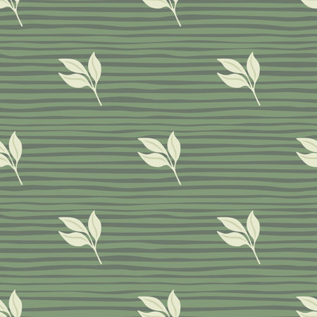 Simple leaves Seamless pattern. Decorative forest leaf endless wallpaper. organic background. Design for fabric, textile print, wrapping, cover. vector illustration.のイラスト素材