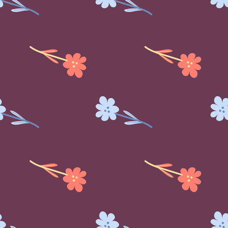 Little flower seamless pattern in naive art style. decorative floral wallpaper. Simple design for fabric, textile print, wrapping, cover. vector illustrationのイラスト素材