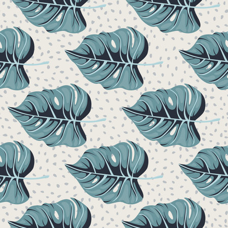 Stylized tropical pattern, palm leaves floral background. Abstract exotic plant seamless pattern. botanical leaf wallpaper. Design for fabric, textile print, wrapping, cover. vector illustrationのイラスト素材