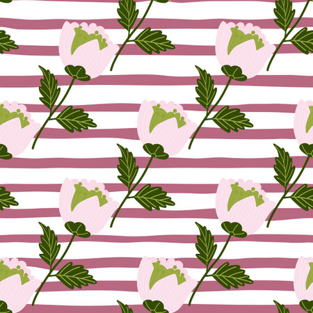 Stylize flower seamless pattern. Elegant botanical background. abstract floral wallpaper. Design for fabric, textile, wrapping, cover. vector illustrationのイラスト素材