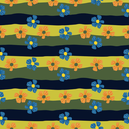 Abstract floral seamless pattern in simple style. Chamomile flower endless background. Summer for fabric, textile print, wrapping, cover. vector illustrationのイラスト素材