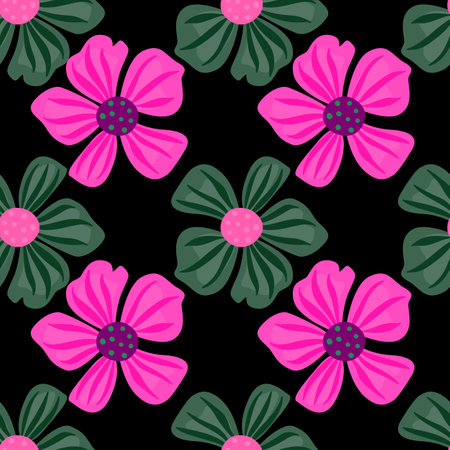 Abstract floral seamless pattern in simple style. Chamomile flower endless background. Summer for fabric, textile print, wrapping, cover. vector illustrationのイラスト素材