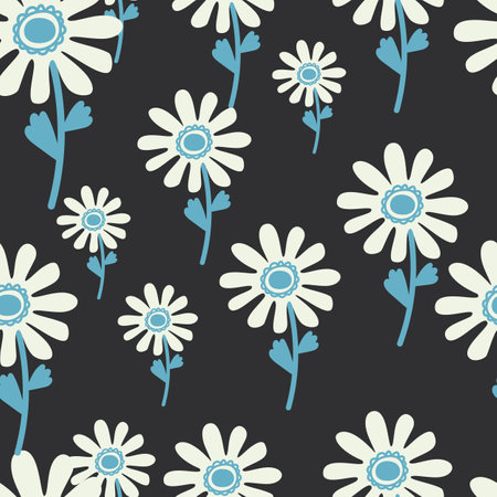 Naive flower seamless pattern. Cute floral endless background. Stylized design for fabric, textile print, wrapping, cover. vector illustrationのイラスト素材