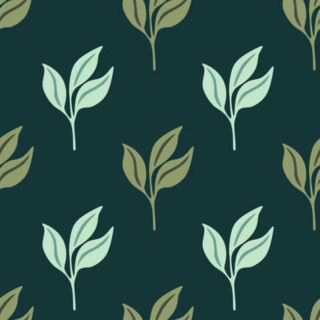 Simple leaves Seamless pattern. Decorative forest leaf endless wallpaper. organic background. Design for fabric, textile print, wrapping, cover. vector illustration.のイラスト素材