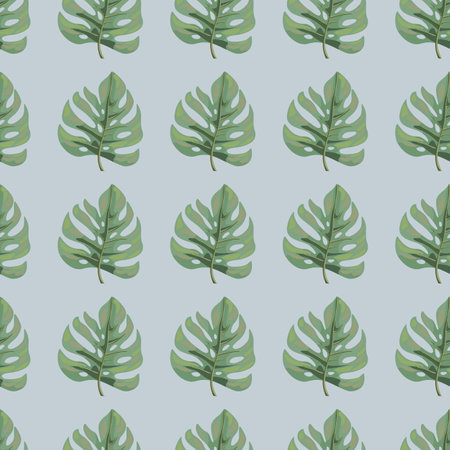 Stylized monstera leaves seamless pattern. leaf background. Hawaiian rainforest floral backdrop. Exotic jungle plants endless wallpaper. vector illustrationのイラスト素材