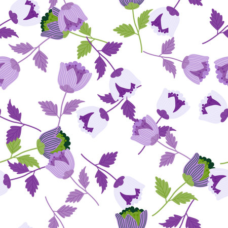 Stylize flower seamless pattern. Elegant botanical background. abstract floral wallpaper. Design for fabric, textile, wrapping, cover. vector illustrationのイラスト素材