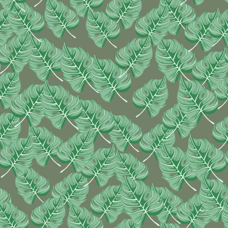 Stylized tropical pattern, palm leaves floral background. Abstract exotic plant seamless pattern. botanical leaf wallpaper. Design for fabric, textile print, wrapping, cover. vector illustrationのイラスト素材