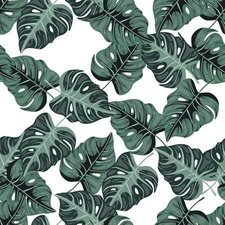 Stylized tropical pattern, palm leaves floral background. Abstract exotic plant seamless pattern. botanical leaf wallpaper. Design for fabric, textile print, wrapping, cover. vector illustrationのイラスト素材