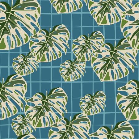Monstera leaves seamless pattern. Exotic jungle plants endless wallpaper. leaf background. Hawaiian rainforest floral backdrop. Design for fabric, textile print, wrapping, cover. vector illustrationのイラスト素材