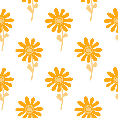 Naive flower seamless pattern. Cute floral endless background. Stylized design for fabric, textile print, wrapping, cover. vector illustrationのイラスト素材