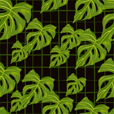 Decorative tropical palm leaves seamless pattern. Jungle leaf seamless wallpaper. Exotic botanical texture. floral background. Design for fabric, textile print, wrapping, cover. vector illustrationのイラスト素材