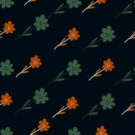 Little flower seamless pattern in naive art style. decorative floral wallpaper. Simple design for fabric, textile print, wrapping, cover. vector illustrationのイラスト素材