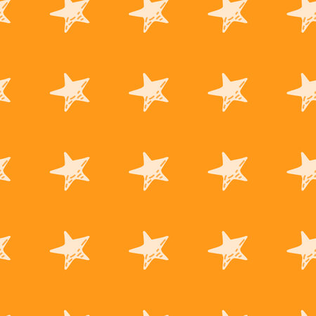Cute stars seamless pattern in doodle style. Constellation wallpaper. Design for fabric, textile print, wrapping paper, childish textiles. vector illustrationのイラスト素材
