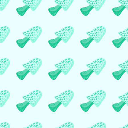 Magical fly agaric wallpaper. Seamless pattern with fairytail mushrooms. For fabric design, textile print, wrapping paper, cover. vector illustrationのイラスト素材