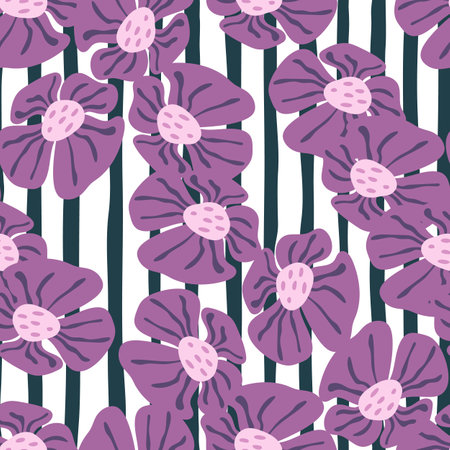 Contemporary big bud flower seamless pattern. Cute stylized flowers background. For fabric design, textile print, wrapping paper, cover. vector illustrationのイラスト素材