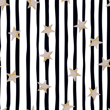 Cute stars seamless pattern in doodle style. Constellation wallpaper. Design for fabric, textile print, wrapping paper, childish textiles. vector illustrationのイラスト素材