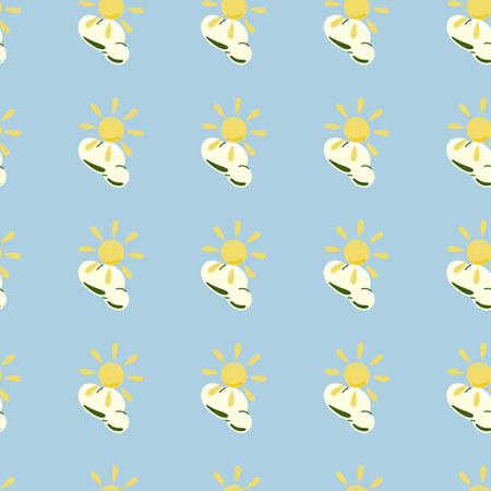 Sun seamless pattern in doodle style. Simple decorative backdrop for fabric design, textile print, wrapping, cover. vector illustration.のイラスト素材