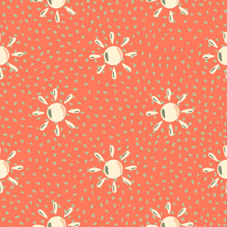 Sun seamless hand drawn pattern in doodle style. geometric print. Decorative backdrop for fabric...