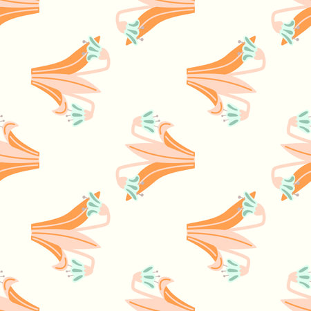 Bluebells and leaves seamless pattern. Lily botanical wallpaper. Vintage spring floral for textile print, wrapping paper, cover. summer garden design.のイラスト素材