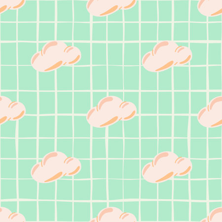 Simple clouds seamless pattern. Primitive art. For fabric design, textile print, wrapping paper, cover. vector illustrationのイラスト素材