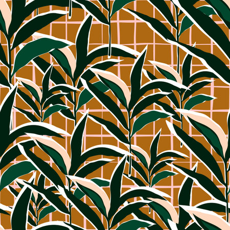 Stylized tropical palm leaves wallpaper. Jungle palm leaf seamless pattern. Design for fabric,...