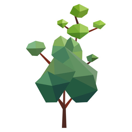 Abstract low poly tree icon isolated. Geometric forest polygonal style. 3d low poly symbol. Stylized eco design element. Design for poster, flyer, cover, brochure. vector illustrationのイラスト素材