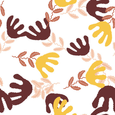 Unusual flower seamless pattern in simple style. Cute stylized flowers background. For fabric design, textile print, wrapping paper, cover. vector illustrationのイラスト素材