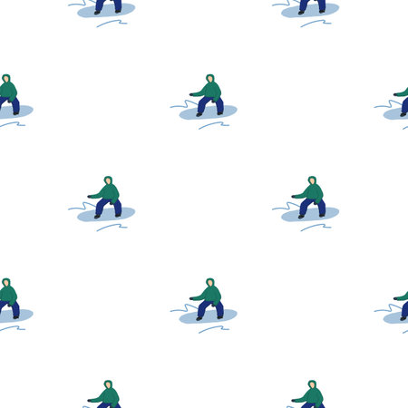 Snowboarders on the slope. Winter sports seamless pattern. For fabric design, textile print, wrapping paper, cover. vector illustrationのイラスト素材