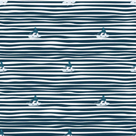 Snowboarders on the slope. Winter sports seamless pattern. For fabric design, textile print, wrapping paper, cover. vector illustrationのイラスト素材