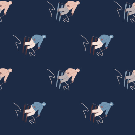 Winter sports seamless pattern. Skiers on the slope. For fabric design, textile print, wrapping paper, cover. vector illustrationのイラスト素材
