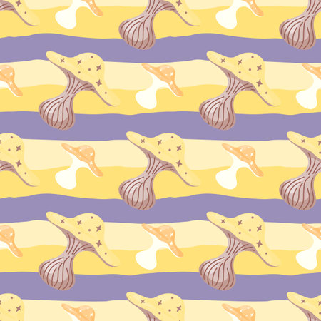 Hand drawn psychedelic mushrooms seamless pattern. Magical fly agaric wallpaper. Design for printing, textile, fabric, fashion, interior, wrapping paper. vector illustrationのイラスト素材