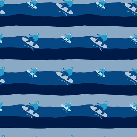 Snowboarders on the slope. Winter sports seamless pattern. For fabric design, textile print, wrapping paper, cover. vector illustrationのイラスト素材