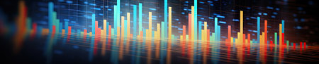 Modern depiction of stock market analysis, with lines and shapes against a striking blue backdrop. AI Generativeの素材