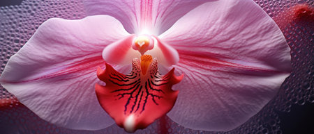 Macro capture of an orchid's texture, showing intricate patterns and nature's elegance. AI Generativeの素材