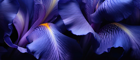Close-up of an Iris bloom showing the detailed patterns and striking color variations. AI Generativeの素材