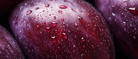 Macro shot of whole plums showing their smooth skin and vibrant purple hue. AI Generativeの素材