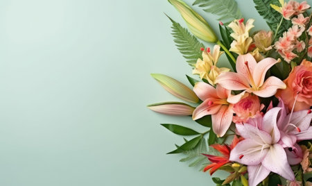 Vibrant mix of flowers showing nature's beauty, ideal for celebrations and events. AI Generativeの素材