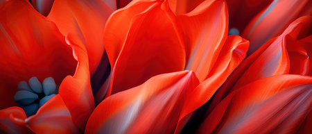 Vivid tulip details in close-up, showcasing vibrant colors and delicate floral patterns. AI Generativeの素材