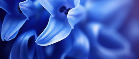 Intricate macro shot of a Bluebell flower, highlighting its delicate texture and vibrant hue. AI Generativeの素材