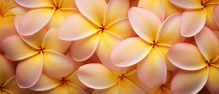 Macro capture of a Plumeria flower, emphasizing its rich texture and vibrant color gradient. AI Generativeの素材