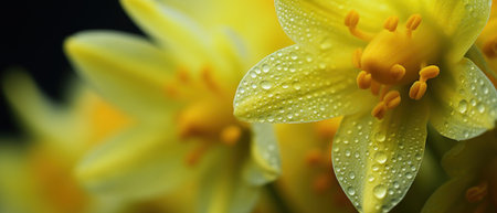 Macro capture of a Cowslip flower, highlighting its intricate texture and vibrant hues. AI Generativeの素材