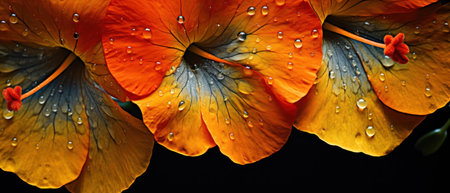 Striking macro capture of a Nasturtium flower, accentuating its vivid colors and petal texture. AI Generativeの素材