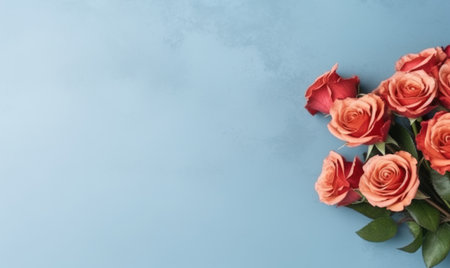 Elegant bouquet of pink roses against a soft background. AI Generativeの素材