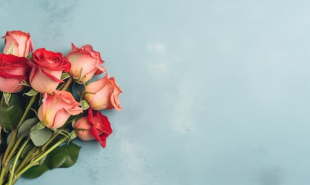 Elegant bouquet of pink roses against a soft background. AI Generativeの素材